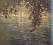 Fujishima takeji Pond Villa d'Este (nn02) Spain oil painting artist